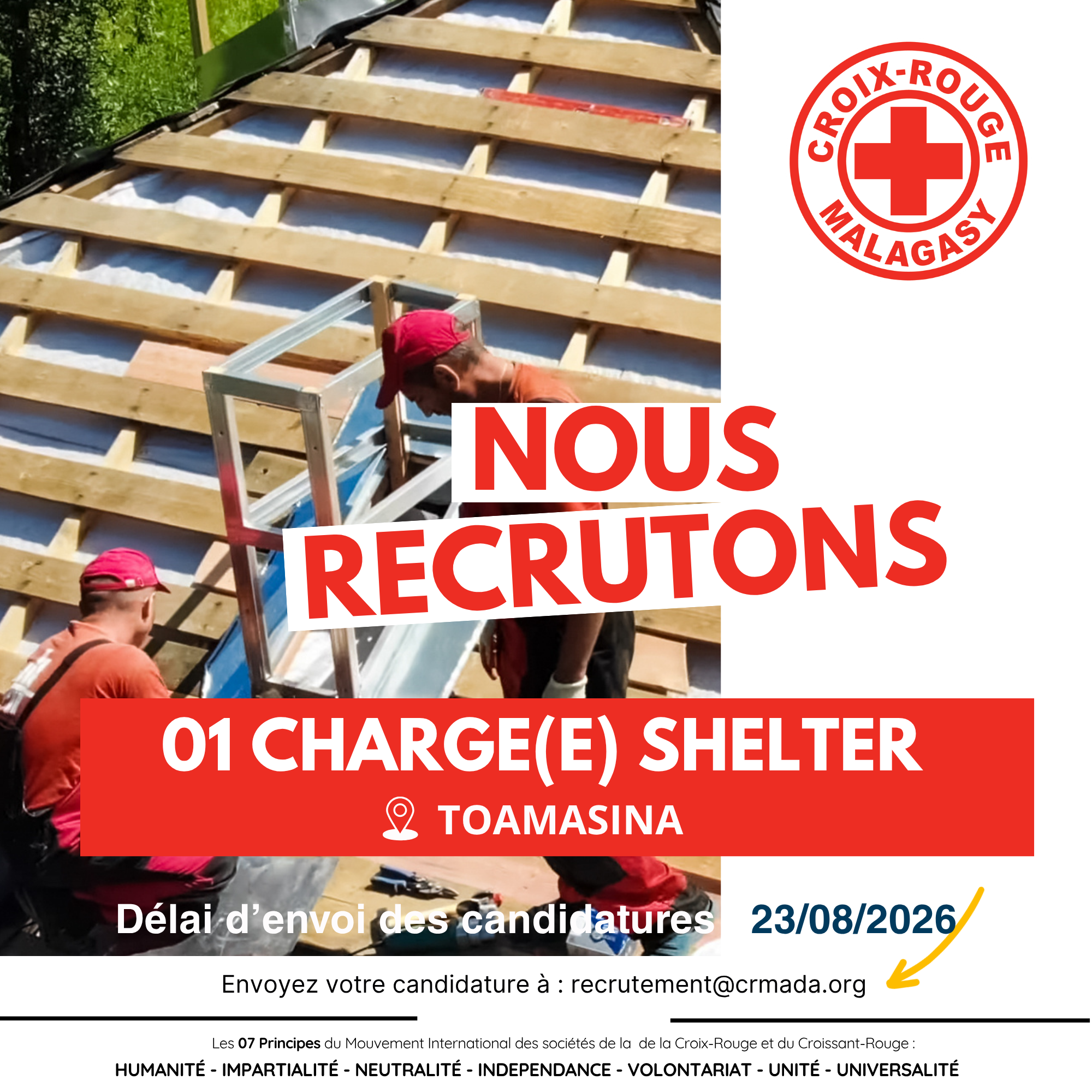 AVIS DE RECRUTEMENT  « UN (01) CHARGE(E) SHELTER »  RECRUTEMENT LOCAL